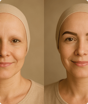 Eyebrow drawing for cancer warriors